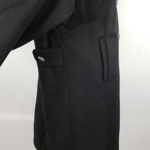 Vintage 60s Wool Long Coat Rhinestone buttons - Picture 6 of 8